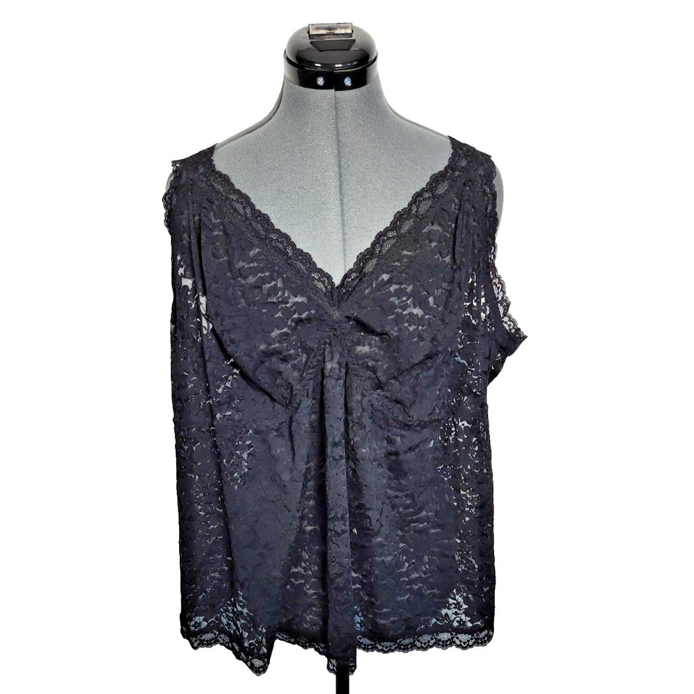 Torrid Curve Black Floral Lace Sleeveless V-Neck Top Plus Size 5